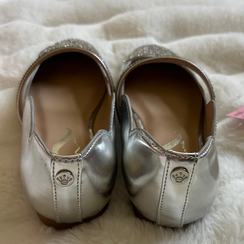 Girls Nina Silver Flats Elyana Rhinestone Sz 3 NIB NWT Memory Foam